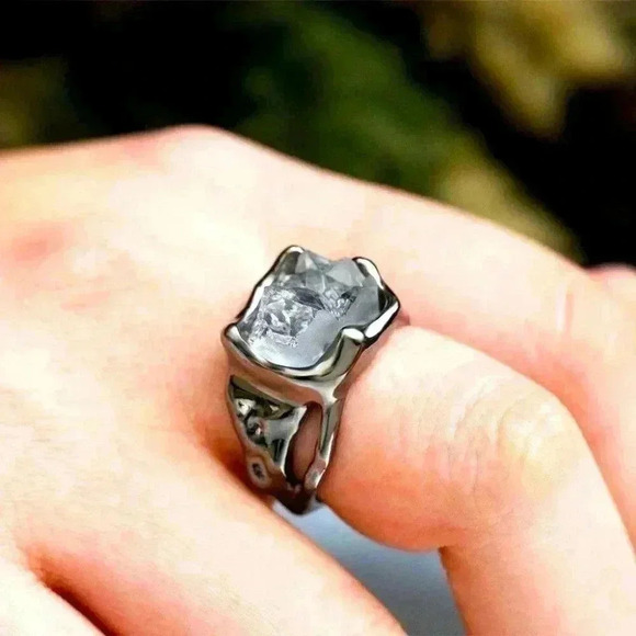 Unisex 925 Silver Smoky Quartz Ring - Picture 1 of 1